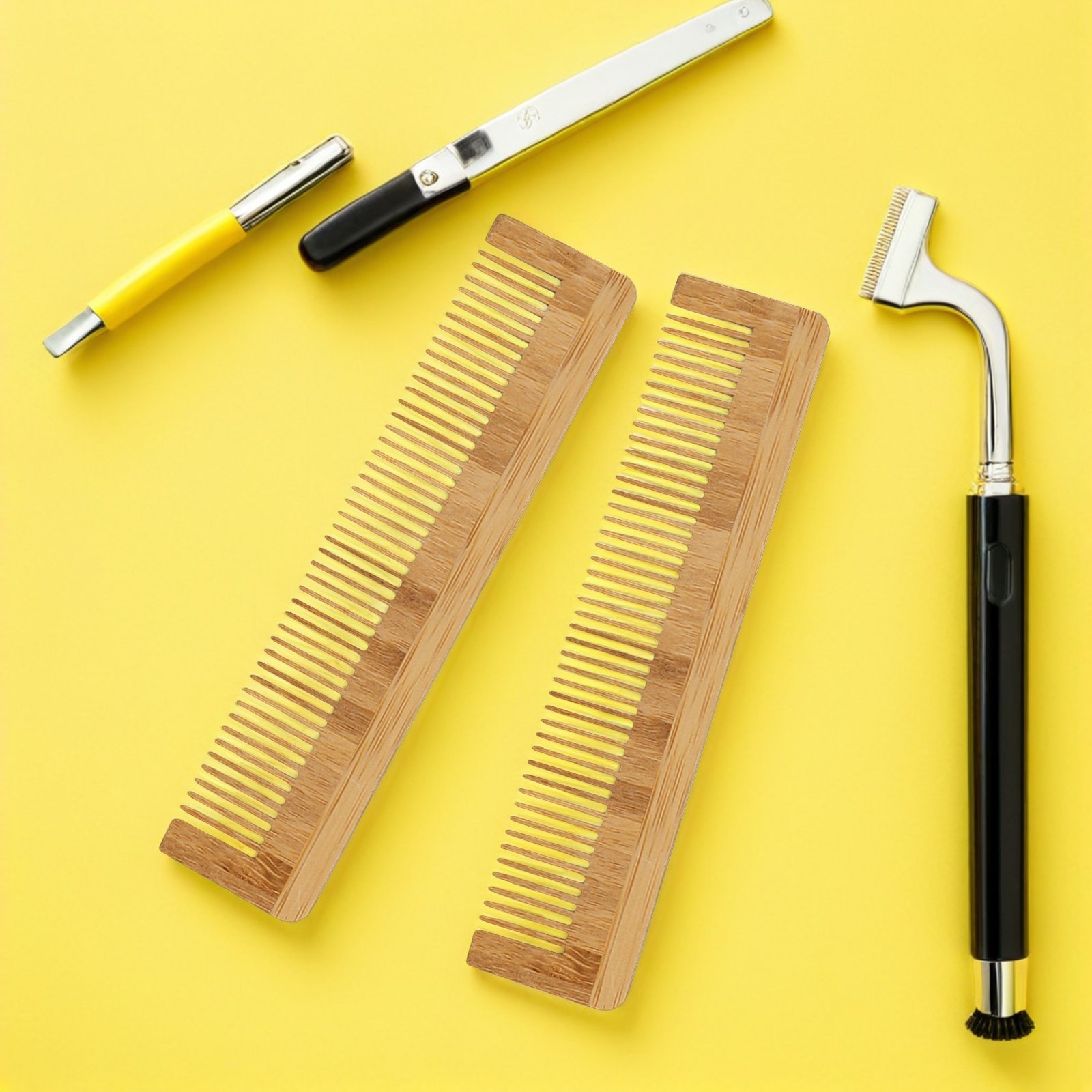 Men'S Beard Grooming - 12Pcs Disposable Wooden Beard Comb Bamboo