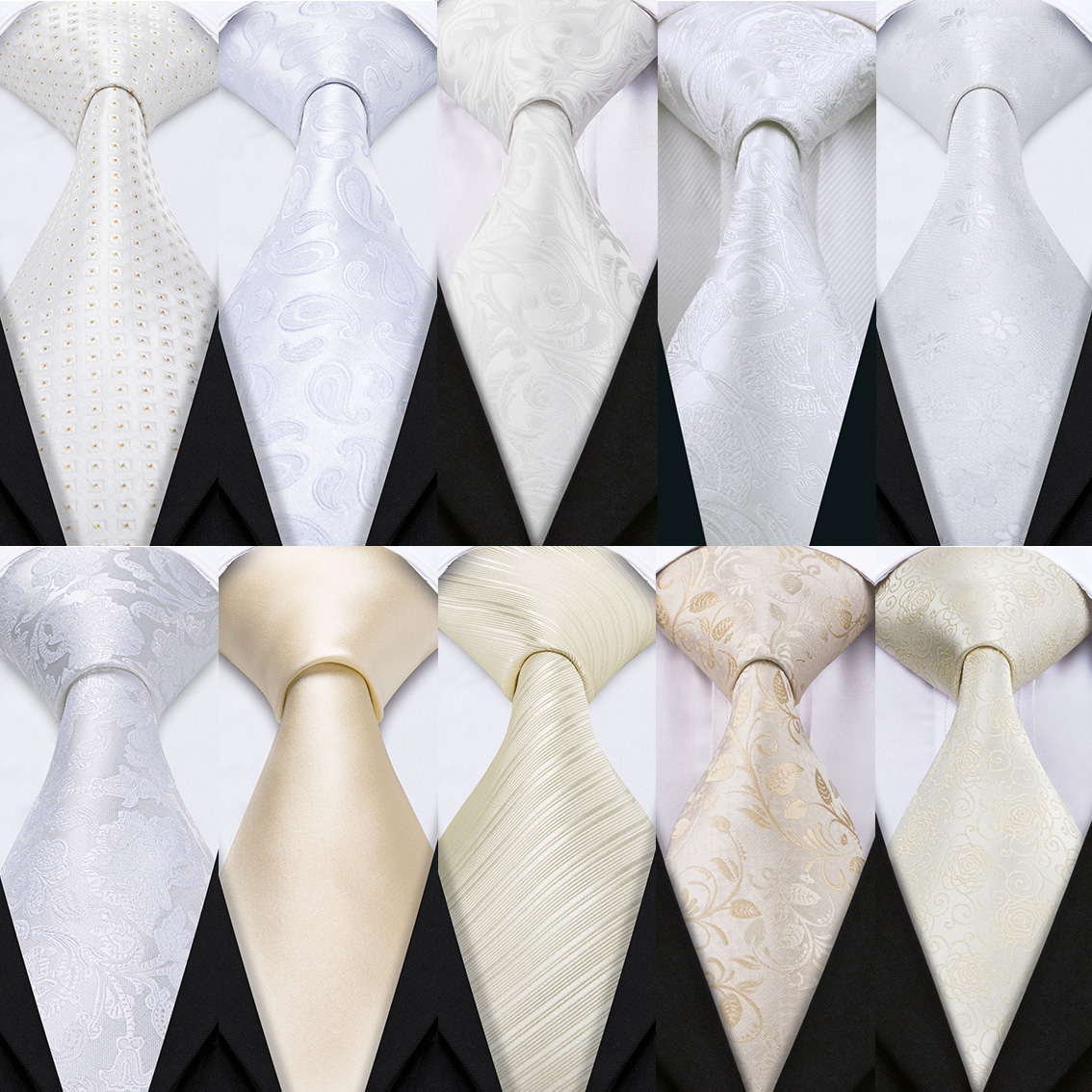 Mens Grooming Kit Gift - Fashion White Mens Wedding Tie Hanky