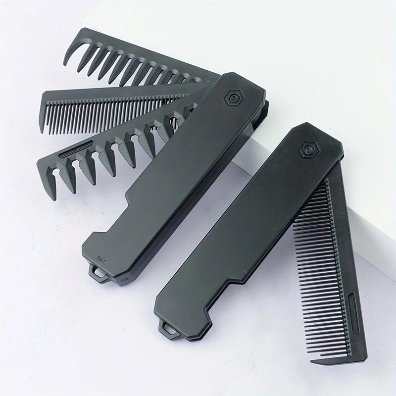 Mens Grooming Kit Gift - 3-in-1 Folding Beard Comb for Men,