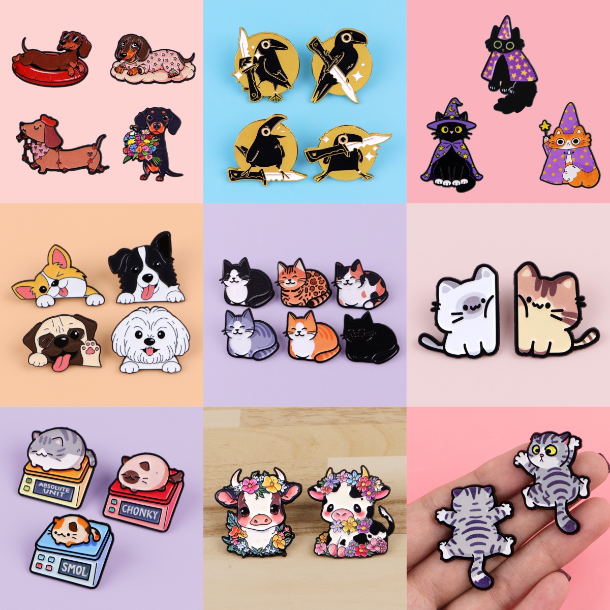 Mens Grooming Kit Gift - 2-6pcs/Set Cute Cat Animal Enamel Pin