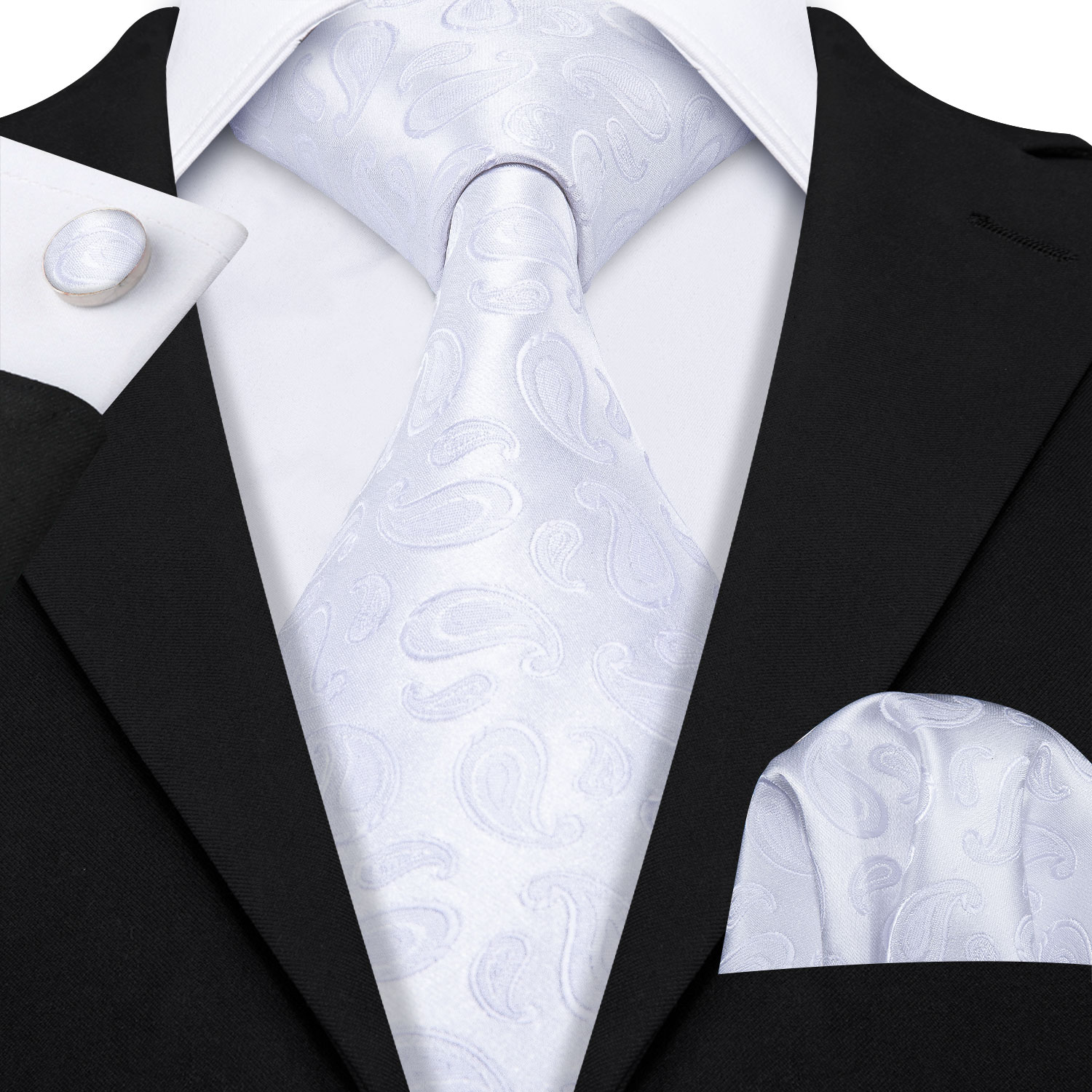 Fashion White Mens Wedding Tie - Mens Grooming Kit Gift ulasan dan harga