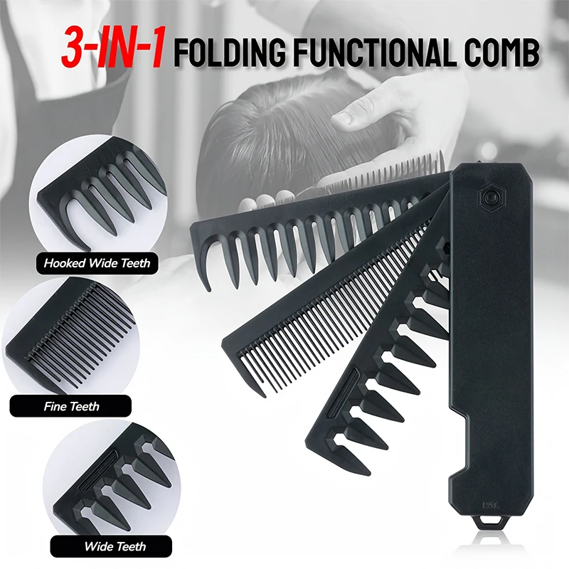 3-in-1 Folding Beard Comb for  - Mens Grooming Kit Gift ulasan dan harga