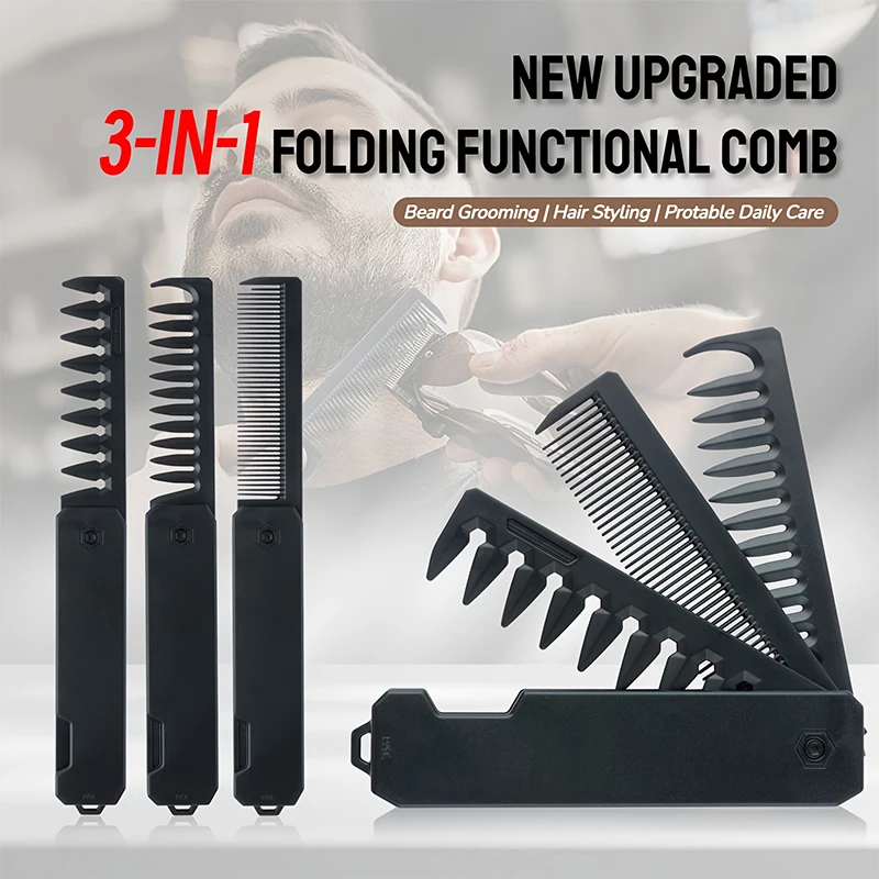 3-in-1 Folding Beard Comb for  - Mens Grooming Kit Gift ulasan dan harga