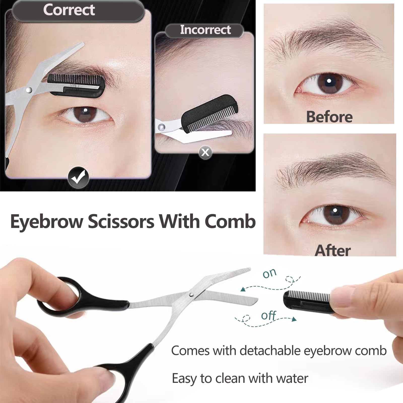 Eyebrow Scissors with Comb Fac - Men'S Grooming Electric Trimmer ulasan dan harga