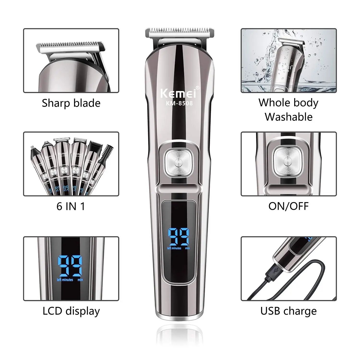Kemei Professional Multifuncti - Men'S Grooming Electric Trimmer ulasan dan harga